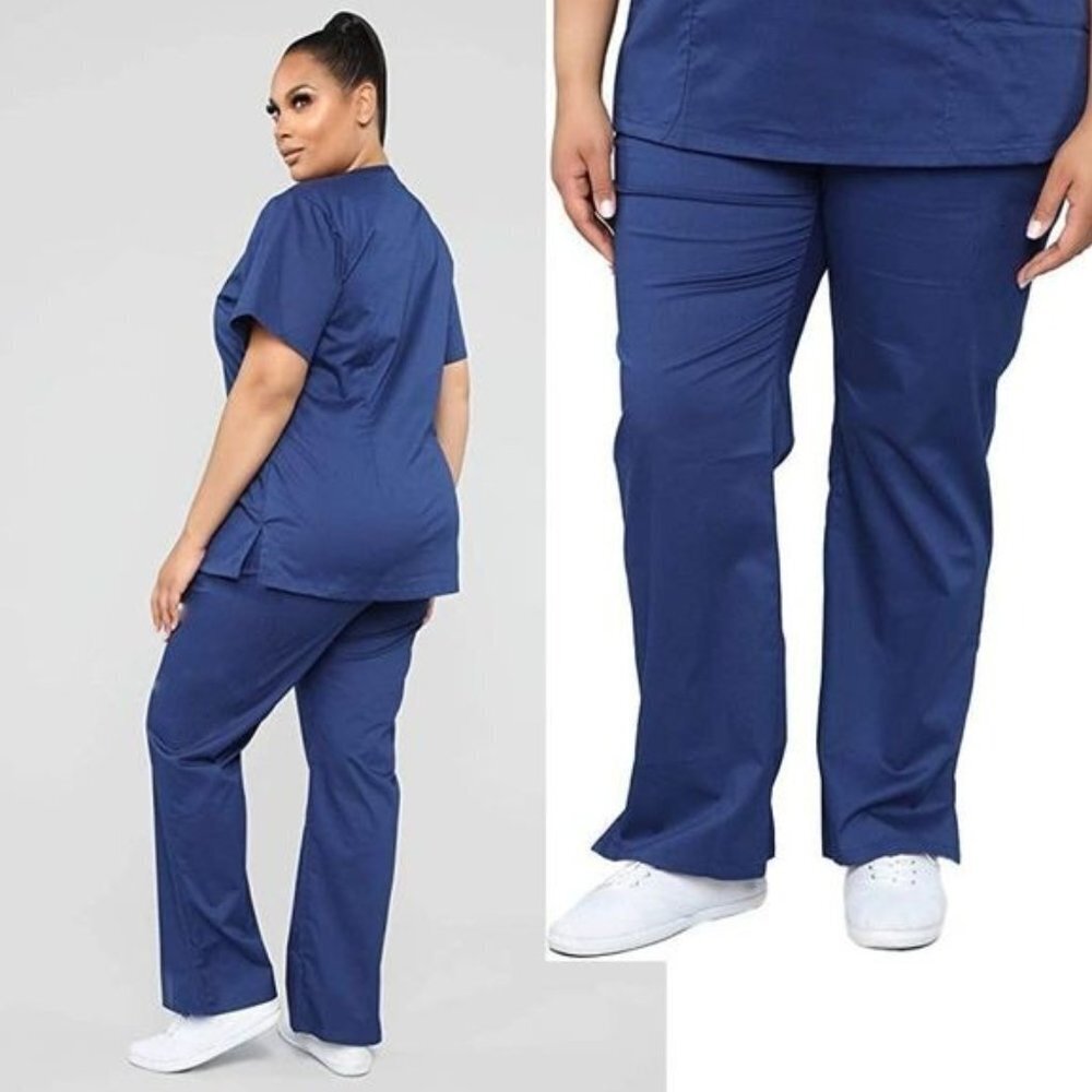 NEW‎ Blue Plus Size Women's Workwear Basic Scrubs Pants XL